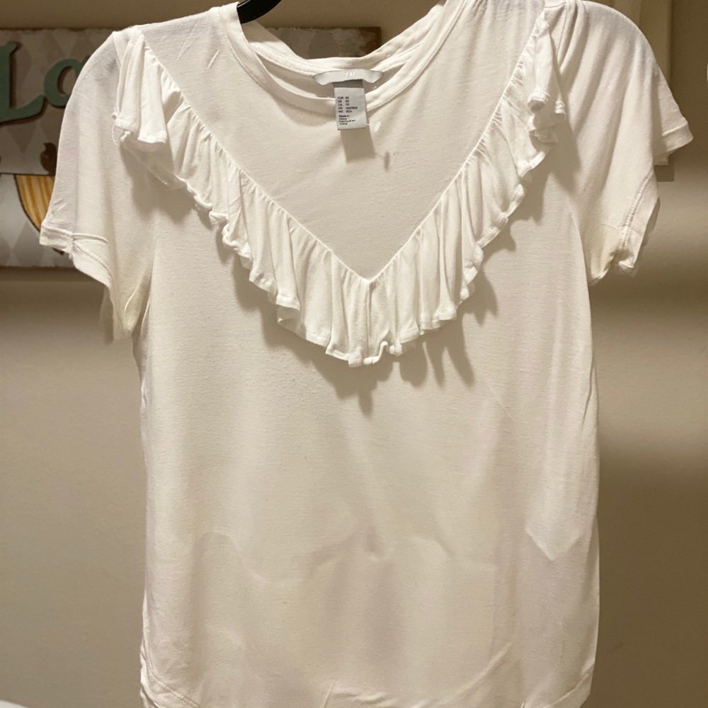H&M white ruffle top